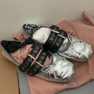 靴 archive miumiu ballet shoes Miu Miu: Women's Ballerina Shoe (Water Lily) | DSMNY E-SHOP